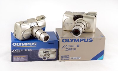 Lot 156 - Olympus MJU II Zoom 170 & MJU III 135 Compact Cameras.