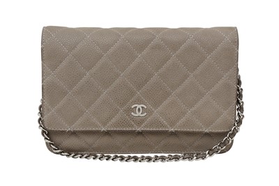 Lot 370 - Chanel Grey Quilted Wallet On Chain