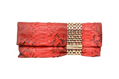 Lot 268 - λ Jimmy Choo Red Python Chandra Chain Clutch