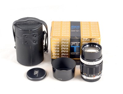 Lot 131 - A Rare Boxed Olympus Pen F 70mm f2 Auto T Lens.