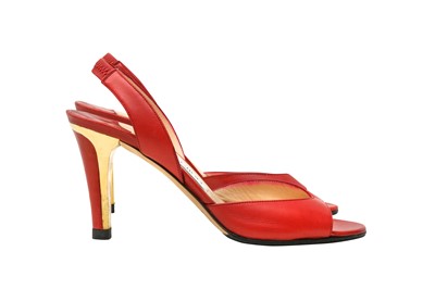 Lot 262 - Jimmy Choo Red Sling Back Heeled Sandal - Size 36.5