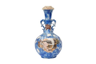 Lot 253 - A JAPANESE BLUE-GROUND SATSUMA 'DRAGON' VASE