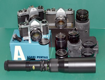 Lot 465 - Pentax M42 Screw Mount Cameras & Lenses.