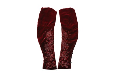 Lot 299 - Dries Von Norten Burgundy Velvet Embellished Sleeves