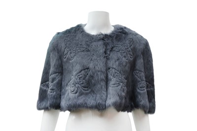 Lot 378 - Galliano Grey Rabbit Fur Cropped Jacket -Size 42