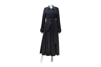 Lot 343 - Gabriela Hearst Navy Stein Pleat Trench Coat - Size 42