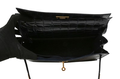 Lot 349 - λ Hermes Shiny Navy Porosus Crocodile Kelly Sellier 32