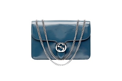 Lot 218 - Gucci Teal Interlocking GG Chain Flap Bag