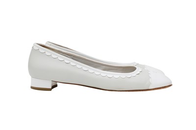 Lot 354 - Chanel Grey Two Tone Logo Flat Pump