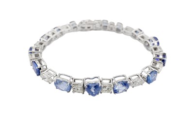 Lot 44 - A sapphire and diamond line bracelet