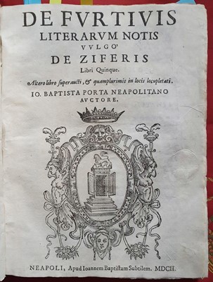 Lot 4 - Criptography. Della Porta (Giovanni Battista)