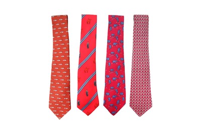 Lot 258 - Four Hermes Silk Print Ties