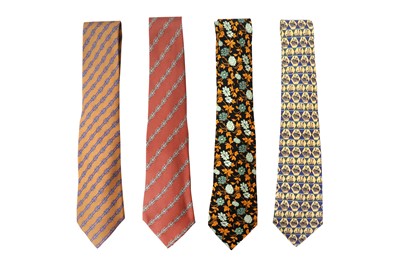 Lot 226 - Four Hermes Silk Print Ties
