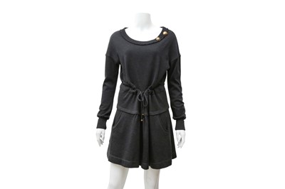 Lot 379 - Louis Vuitton Grey Cashmere Tie Front Dress - Size M