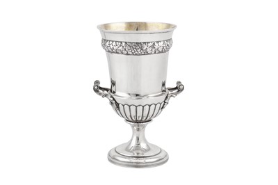 Lot 453 - A George III sterling silver twin handled standing cup, London 1805 by Solomon Hougham
