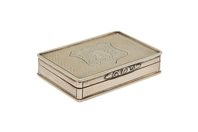 Lot 102 - AN EARLY VICTORIAN STERLING SILVER SNUFF BOX, BIRMINGHAM 1837 BY NATHANIEL MILLS