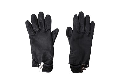 Lot 821 - Christian Dior Black Leather Logo Gloves - Size 7