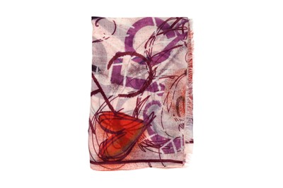 Lot 325 - Chanel Pink Cashmere Graffiti Scarf