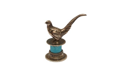 Lot 18 - AN EDWARDIAN STERLING SILVER AND GUILLOCHE ENAMEL DESK SEAL, LONDON 1907 BY WALTER KEITH