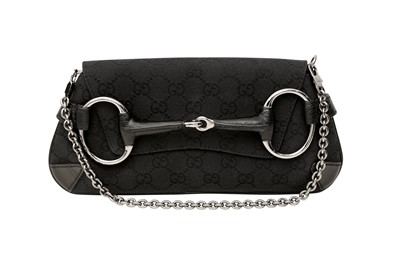 Lot 863 - Gucci Black Monogram Horsebit Mini Flap Bag