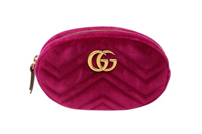 Lot 234 - Gucci Magenta GG Marmont Velvet Belt Bag - Size 85