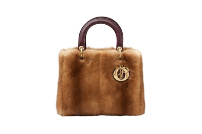 Lot 467 - λ Christian Dior Brown Mink Crocodile Medium Lady Dior Bag