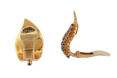 Lot 159 - Van Cleef & Arpels | A pair of sapphire earclips, circa 1960