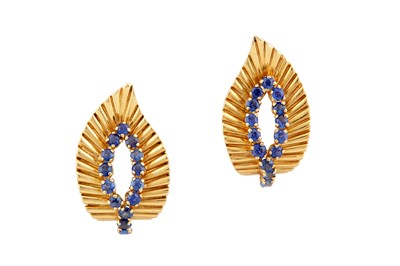Lot 159 - Van Cleef & Arpels | A pair of sapphire earclips, circa 1960