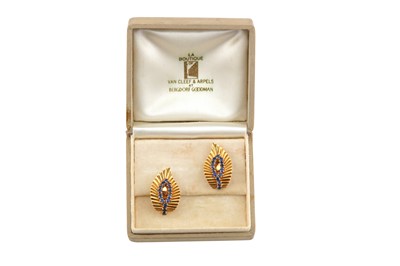 Lot 159 - Van Cleef & Arpels | A pair of sapphire earclips, circa 1960