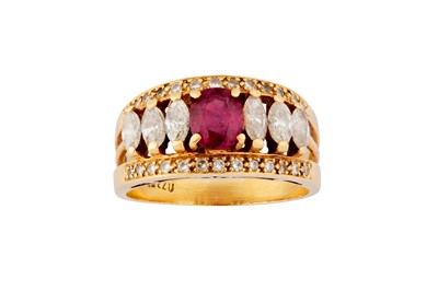 Lot 29 - A ruby and diamond ring