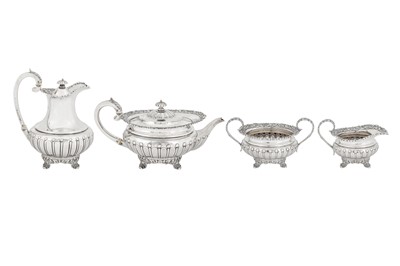 Lot 378 - An Edwardian sterling silver four-piece tea and coffee service, London 1904/09 by messrs Barnard