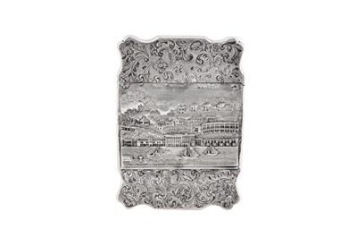 Lot 30 - A rare Victorian sterling silver ‘castle top’ card case, Birmingham 1840 by Taylor and Perry