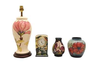 Lot 402 - A MOORCROFT WATER LILY CLOCK MANTLE CLOCK