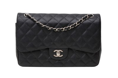 Lot 852 - Chanel Black Jumbo Double Flap Bag