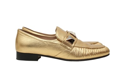 Lot 560 - Valentino Garavani Deep Gold Rockstud Loafer - Size 36.5