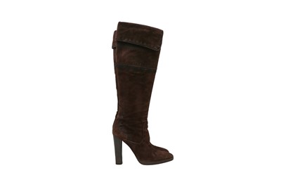 Lot 242 - Hermes Brown Long Heeled Boot - Size 37