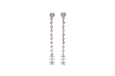Lot 804 - Chanel CC Logo Crystal Drop Pierced Earrings