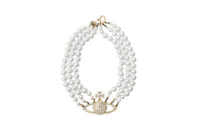 Lot 534 - Vivienne Westwood Three Row Pearl Bas Relief Choker