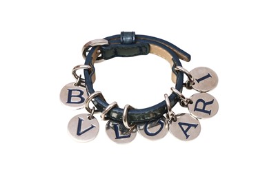 Lot 208 - Bvlgari Prussian Blue Logo Charm Bracelet