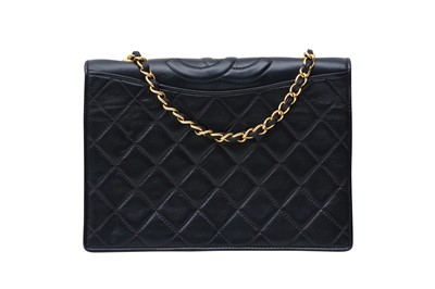 Lot 347 - Chanel Navy CC Logo Full Flap Shoulder Bag