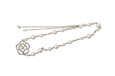 Lot 721 - Chanel Pearl Camellia Crystal Necklace