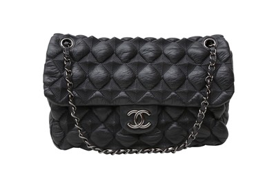 Lot 389 - Chanel Anthracite Bubble Pyramid Quilted Jumbo Flap Bag