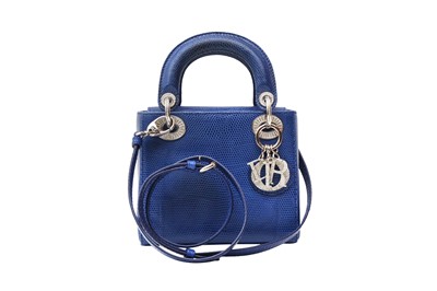 Lot 220 - λ Christian Dior Royal Blue Lizard Mini Lady Dior Bag