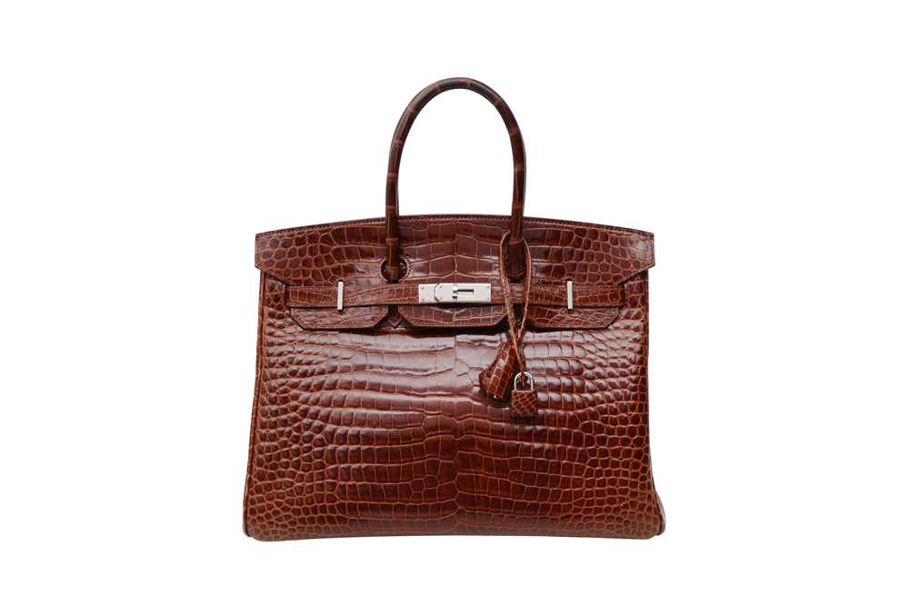 468 - λ Hermes Shiny Miel Porosus Crocodile Birkin 35