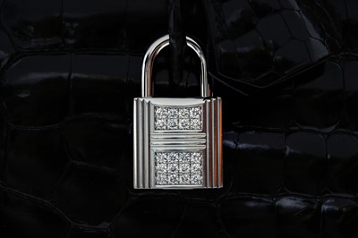 Lot 724 - λ Hermes Shiny Black Porosus Crocodile Diamond Birkin 35