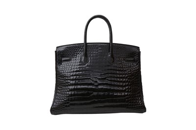 Lot 724 - λ Hermes Shiny Black Porosus Crocodile Diamond Birkin 35