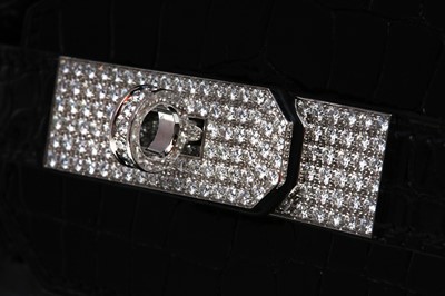 Lot 724 - λ Hermes Shiny Black Porosus Crocodile Diamond Birkin 35