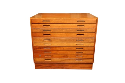 Lot 368 - A 20TH CENTURY TEAK PLAN CHEST