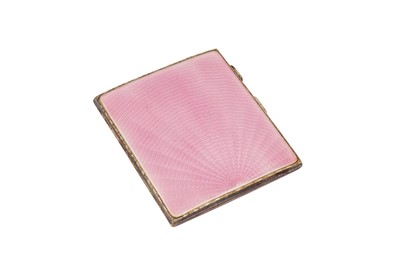 Lot 74 - A George V Art Deco sterling silver and guilloche enamel cigarette case, Birmingham 1932 by John Henry Wynn