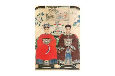 Lot 236 - A CHINESE DOUBLE ANCESTRAL PORTRAIT